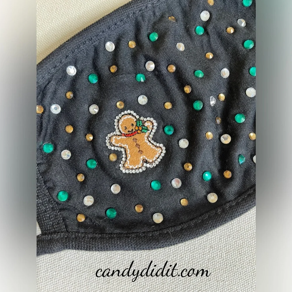 NWT Handmade Candy Did It! Ginger Bread Man Bling With Soft Quilt Layer Face MSK